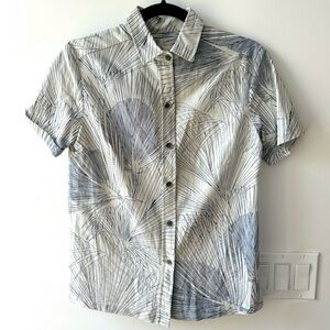 Kahala Hawaiian Short Sleeve Button Up Shirt Blue White Tropical Print Men’s XS